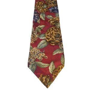 Halston III Mens Tie Necktie Luxury Designer Red Blue Tan Floral Hawaiian Island